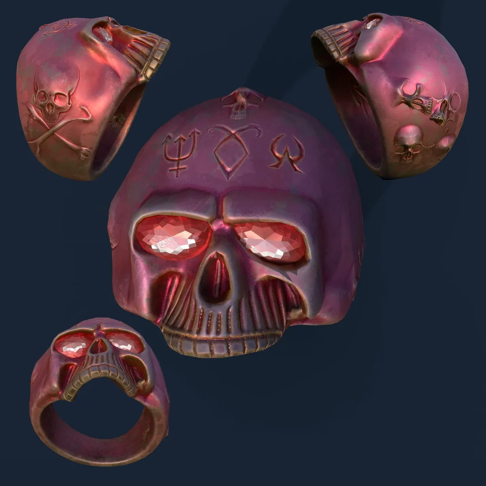 Stylized Skull Ring – Game Ready