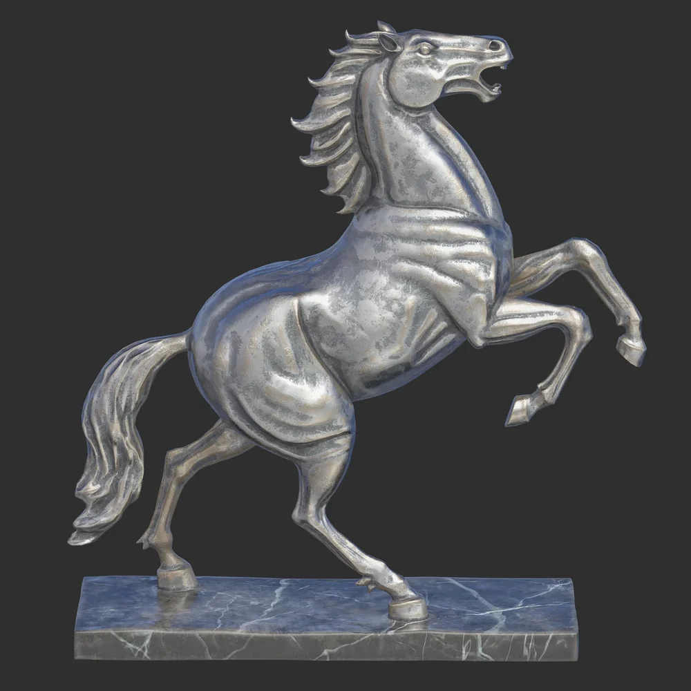 Rearing Horse Steel Statue