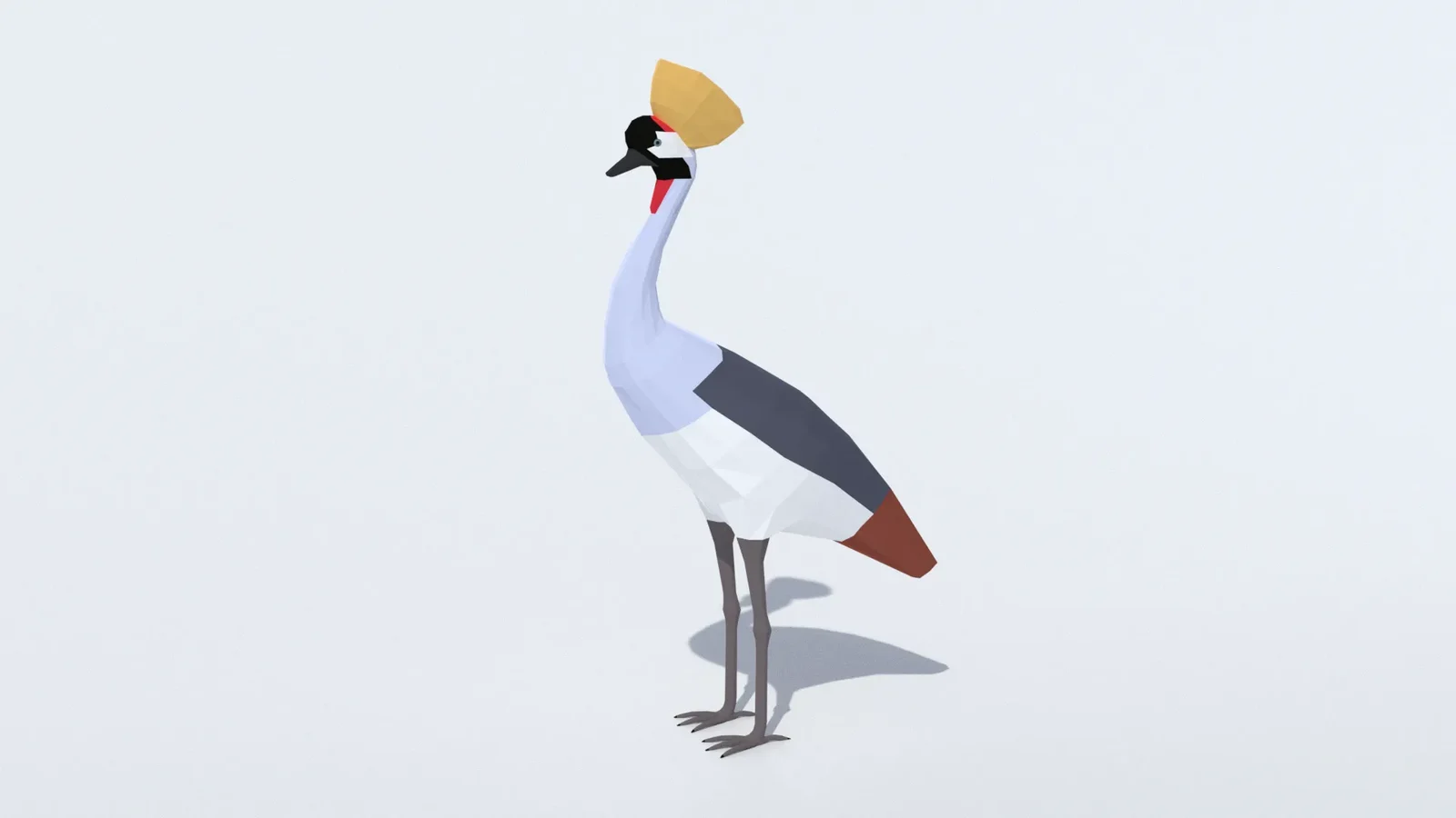 Low Poly Grey Crowned Crane