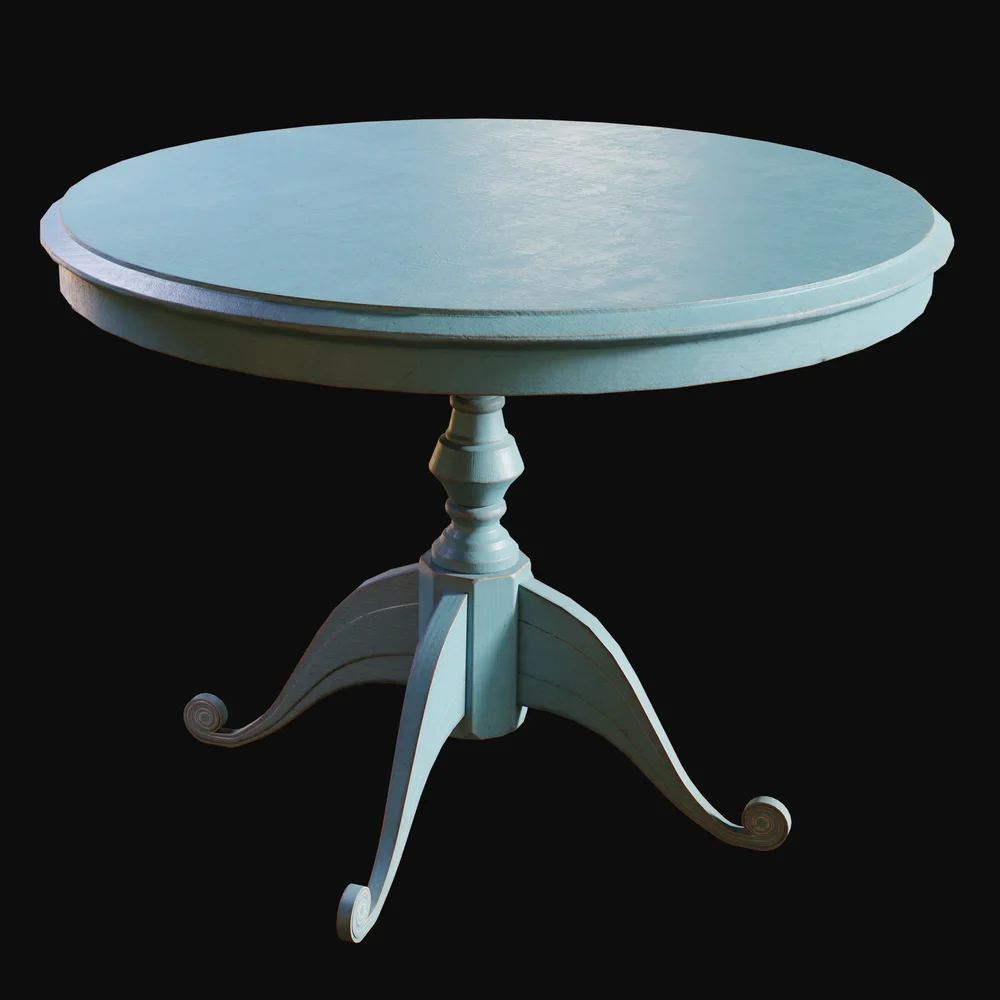 1900s Circular Dinner Table Blue