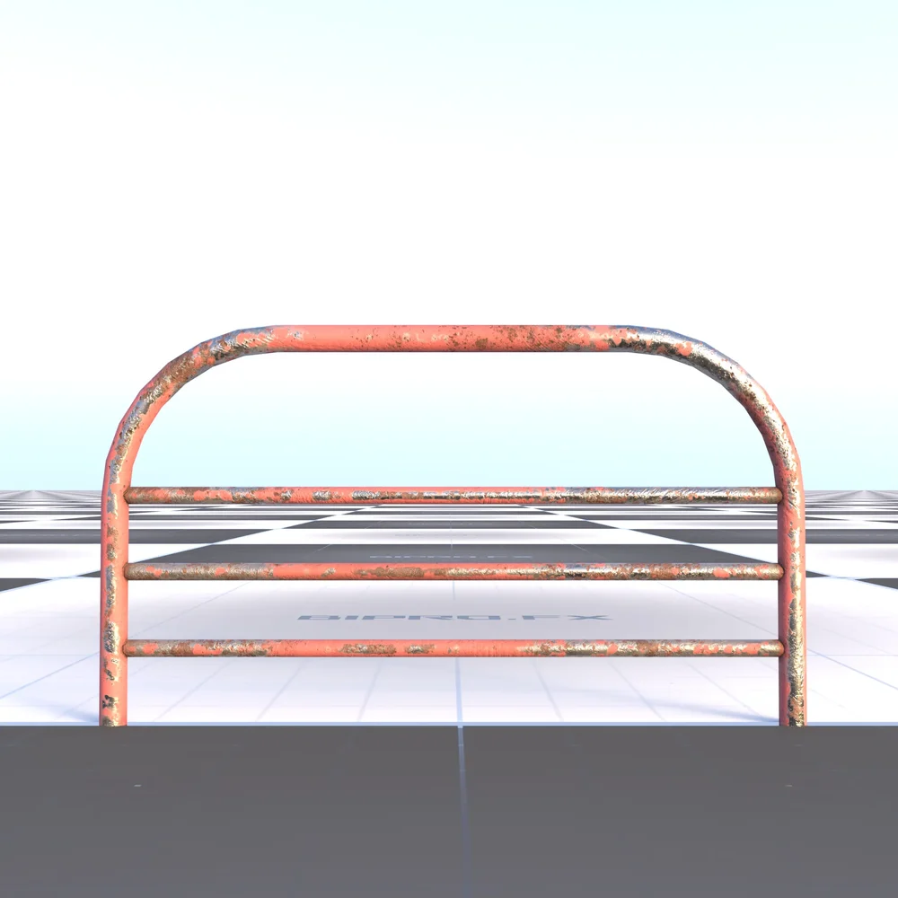 Industrial Metal Safety Railing - Rusted
