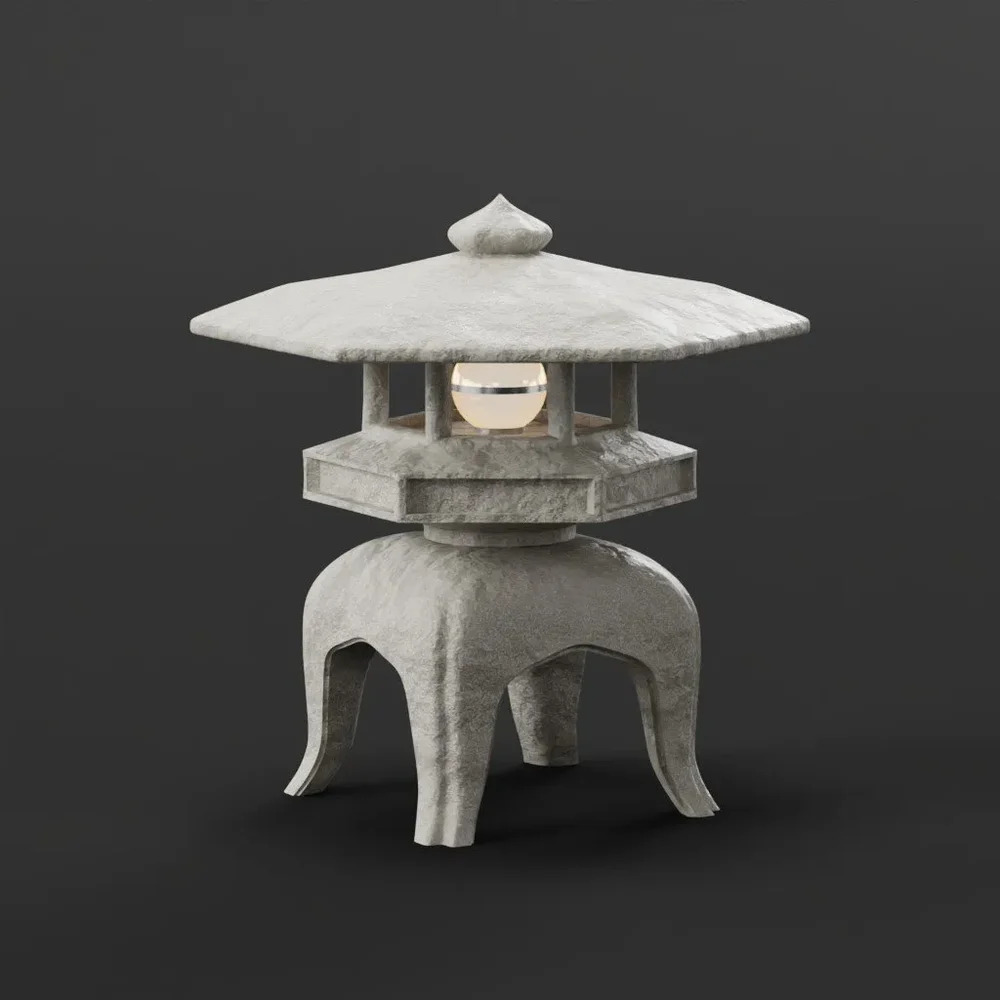Japanese Stone Lantern Hexagonal Top