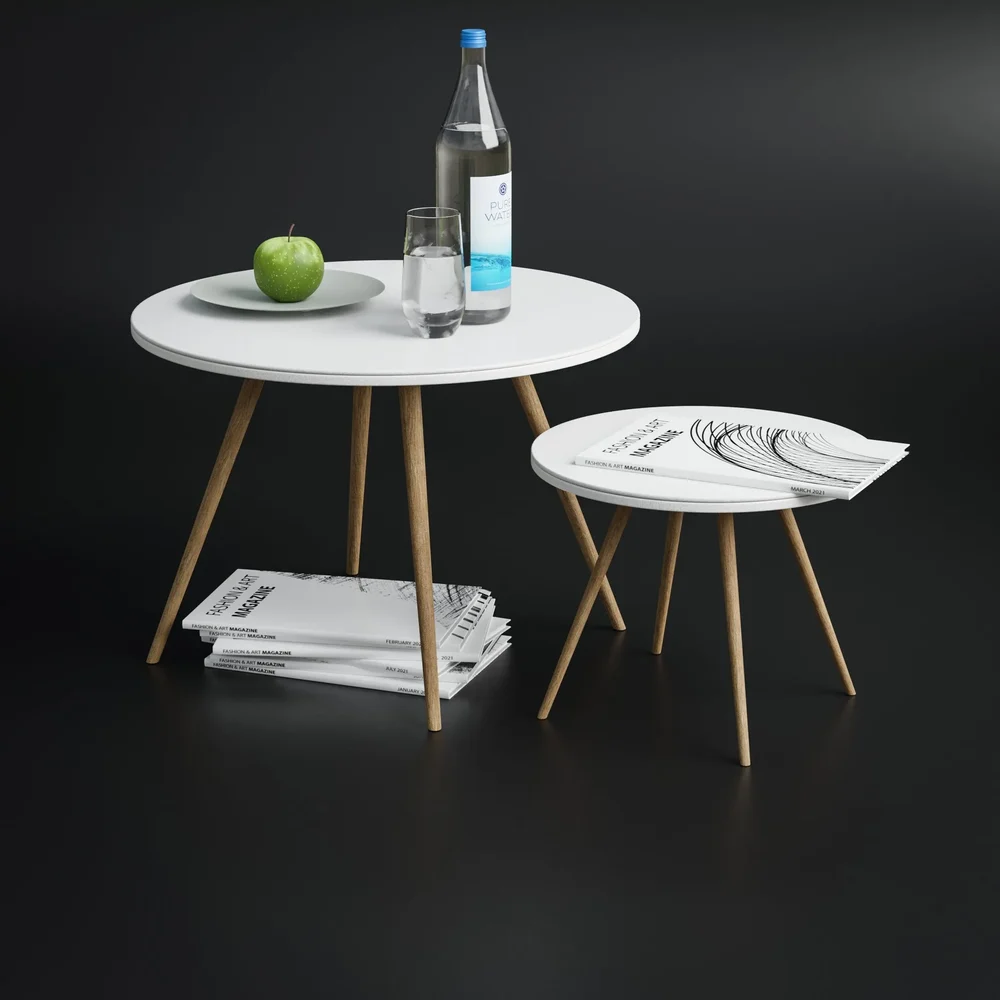 Sofa Side Table Set With Decoration