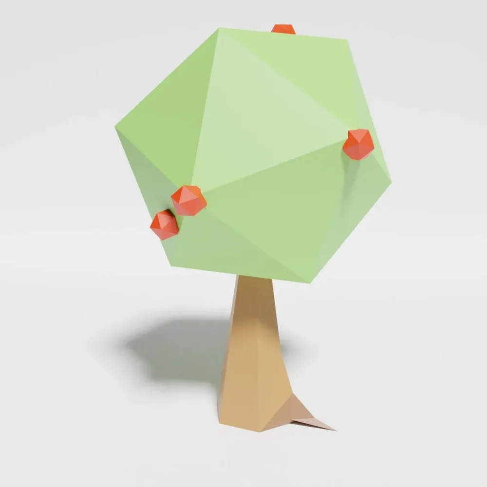 Low Poly Apple Tree Singlecolor