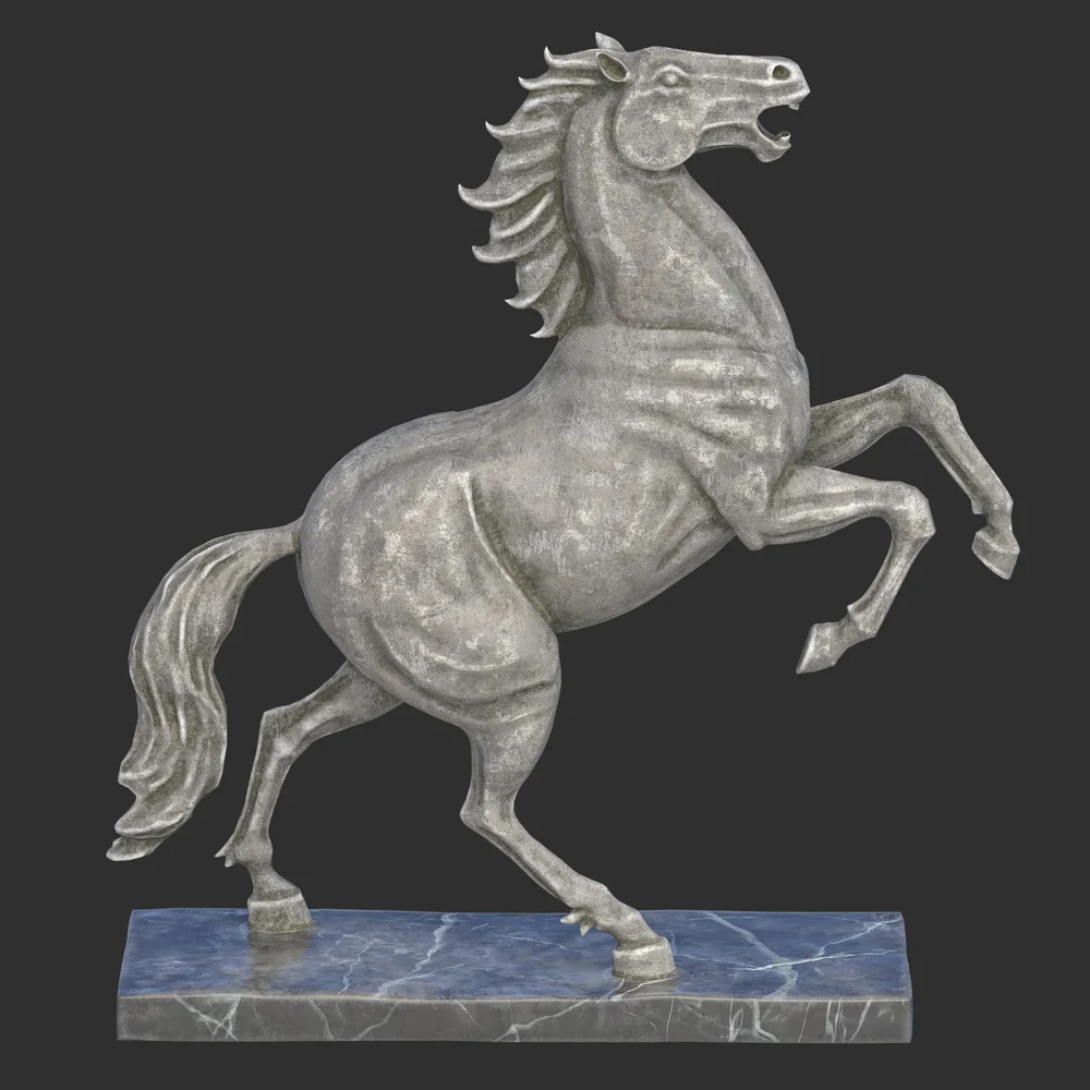 Rearing Horse Stone Statue
