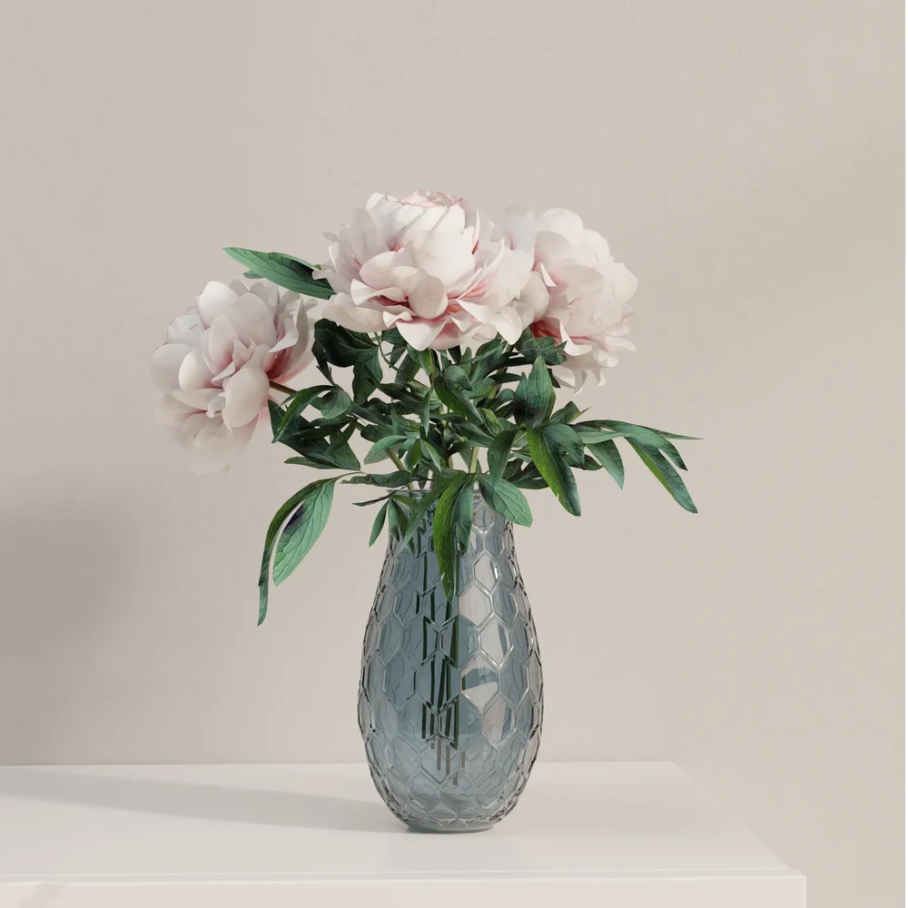 Peony Bouquet In Glass Vase
