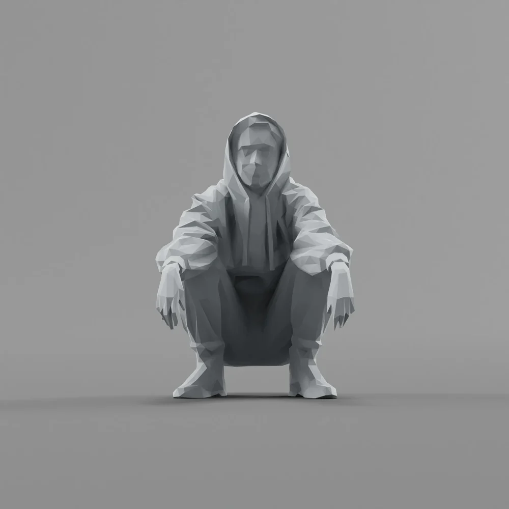 Lowpoly Female Squatting