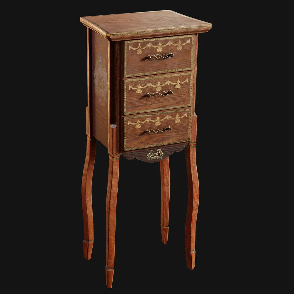 Louis Xv Three-Drawer End Table Ornate