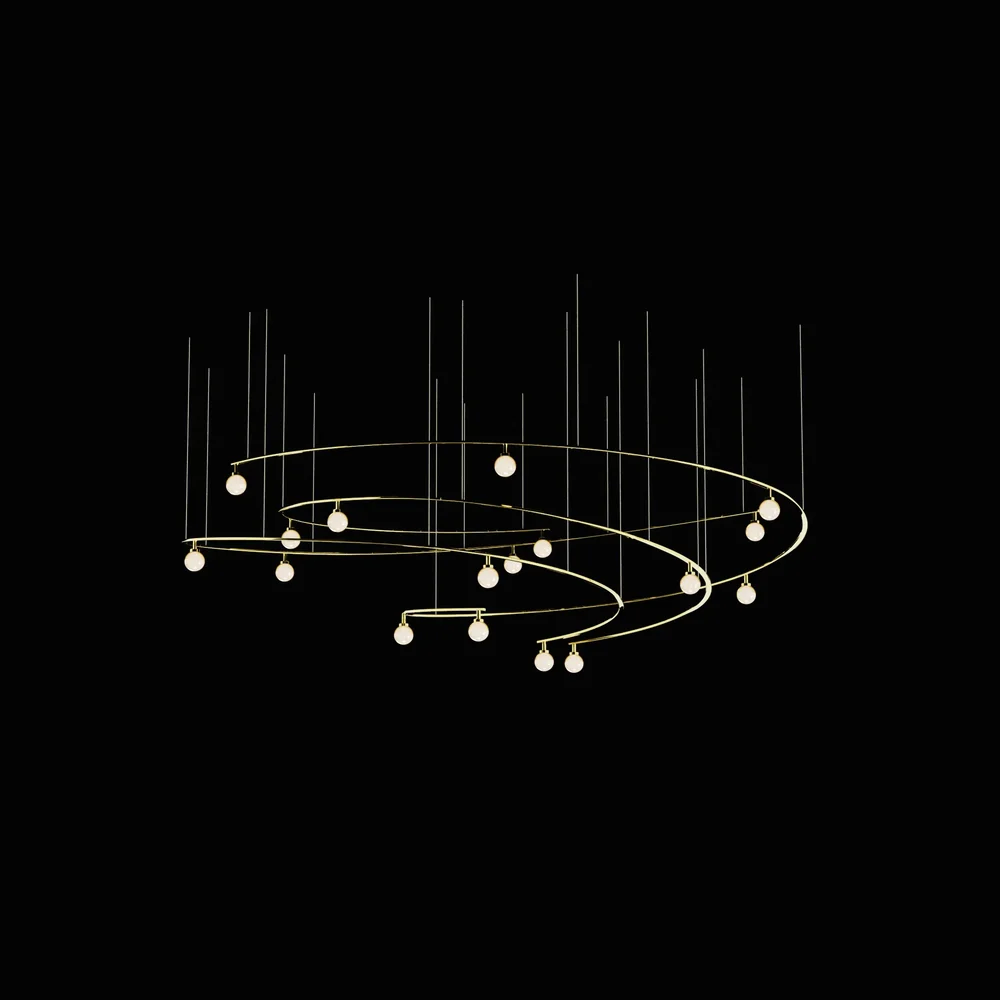 Modern Brass Orbital Chandelier