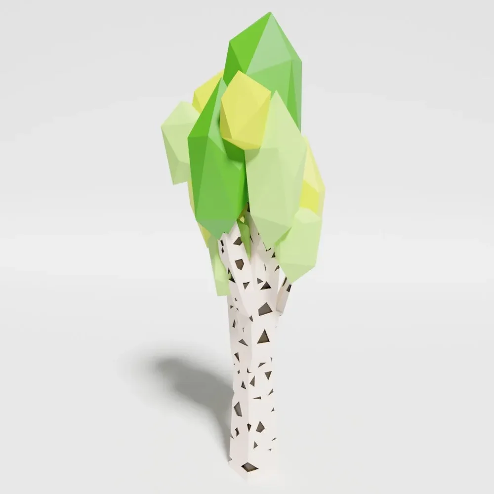 Low Poly Birch Tree "Singlecolor"