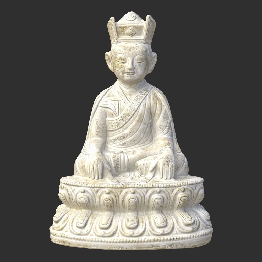 Tibetan Karmapa Lama Statue White Marble