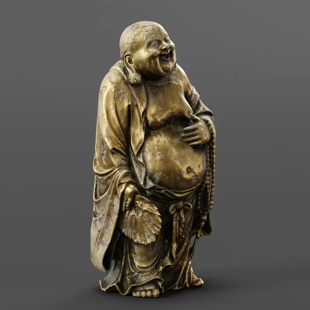 Laughing Buddha Standing Statue Sculpted In Blender