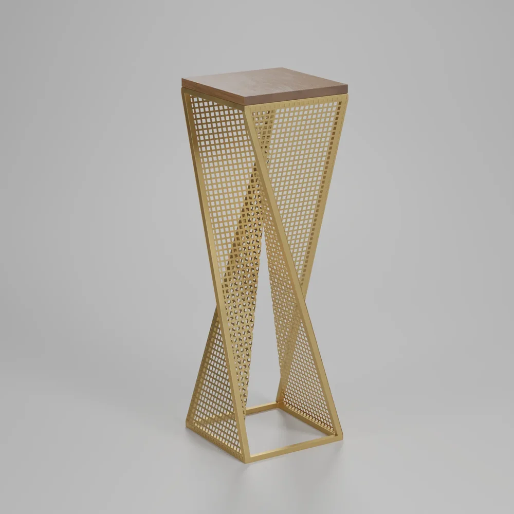 Geometric Gold Metal Pedestal Stand