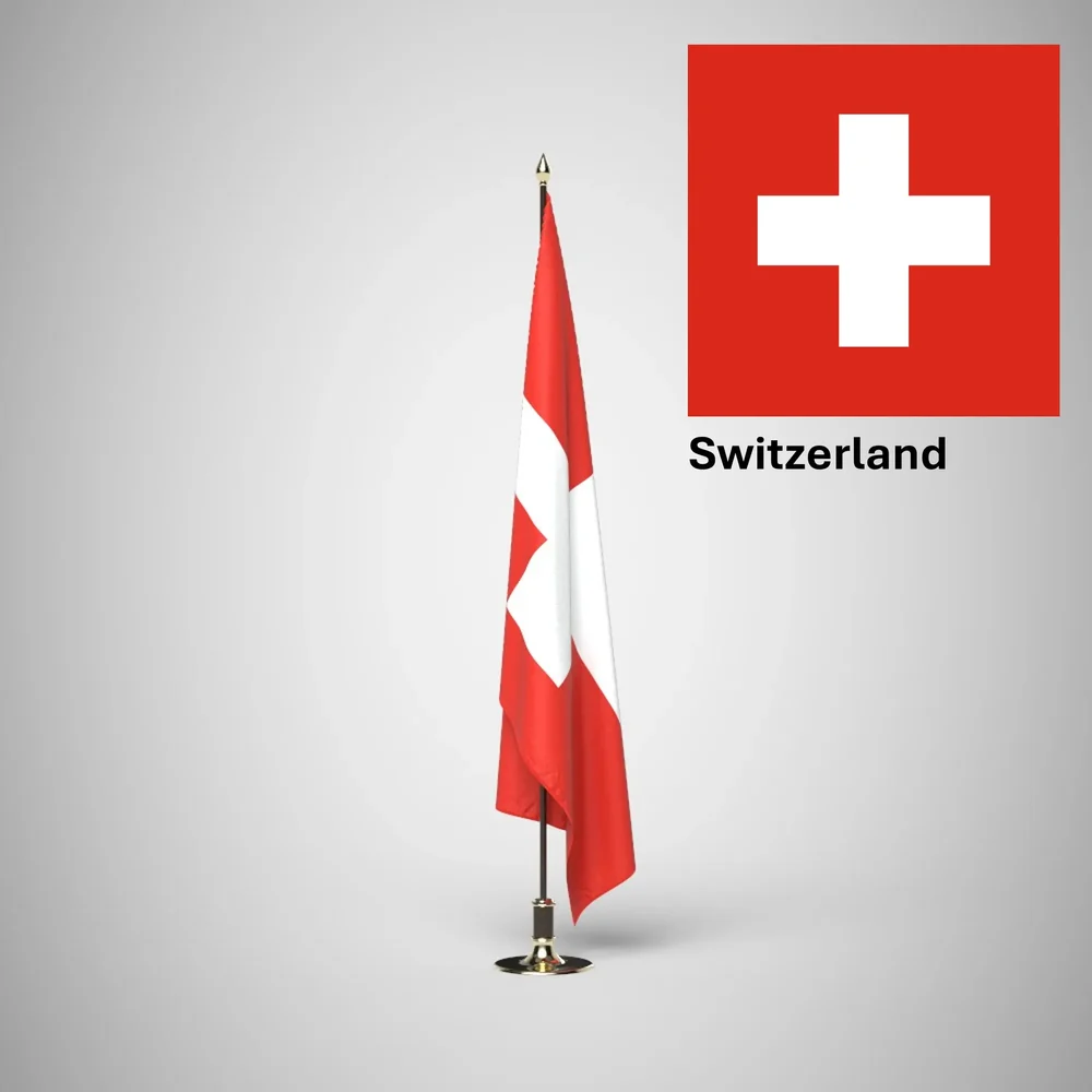 Switerzland Ceremonial Flag On Stand