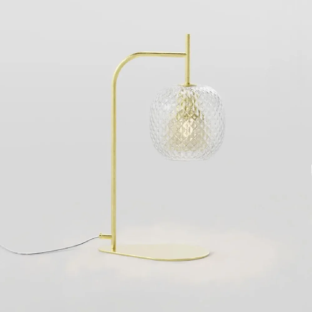 Glass And Brass Table Lamp