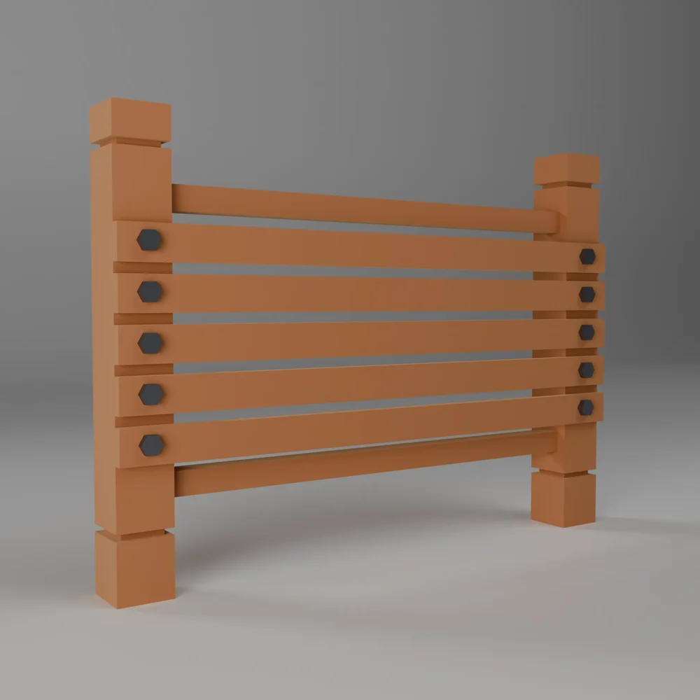 Low Poly Stylized Wooden Fence