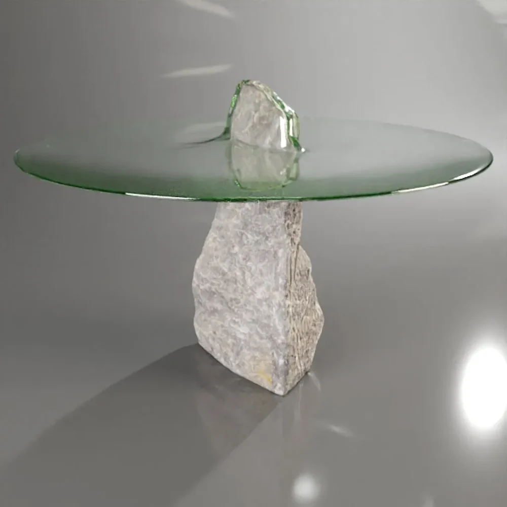 Stone And Glass Top Garden Table