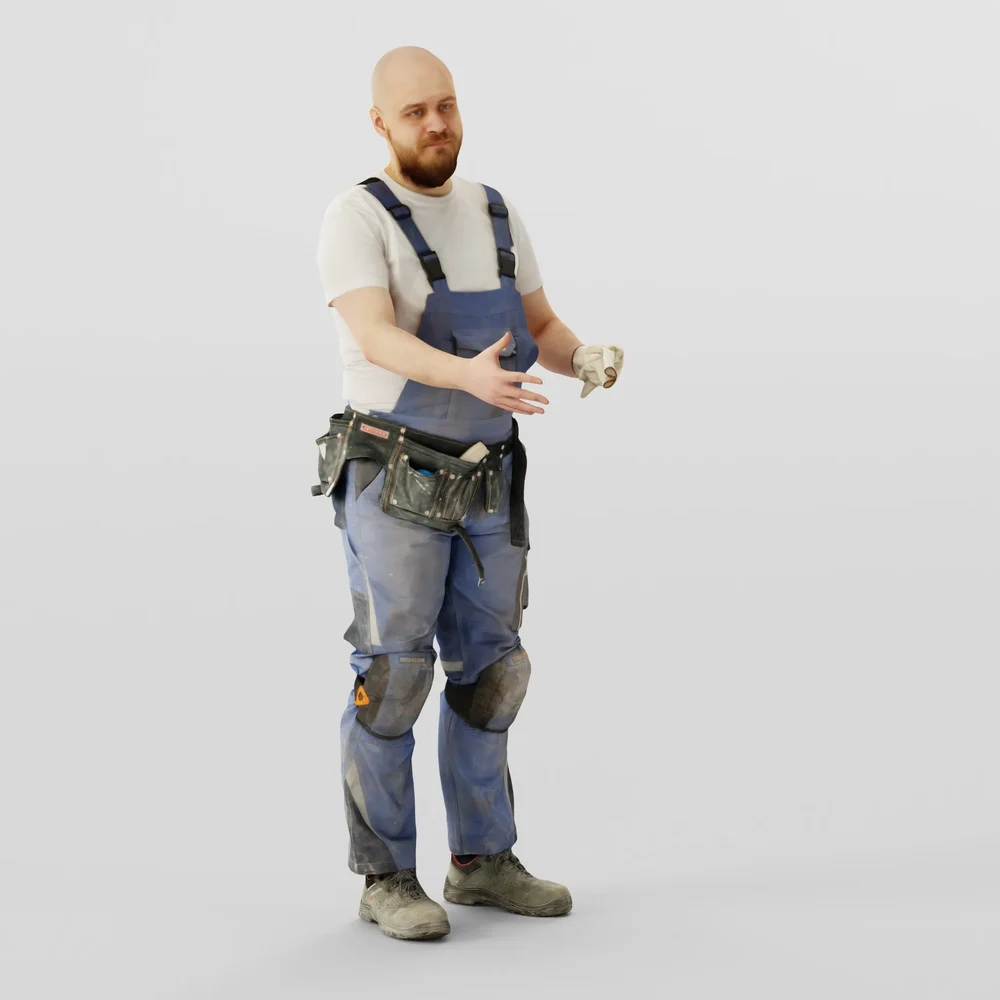 Bald Construction Worker Hand Shaking