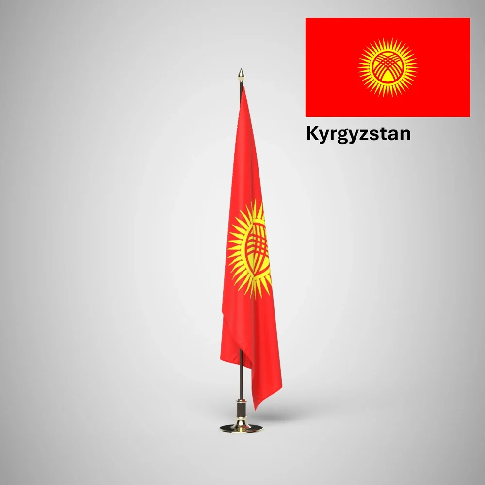 Kyrgyzstan Ceremonial Flag On Stand