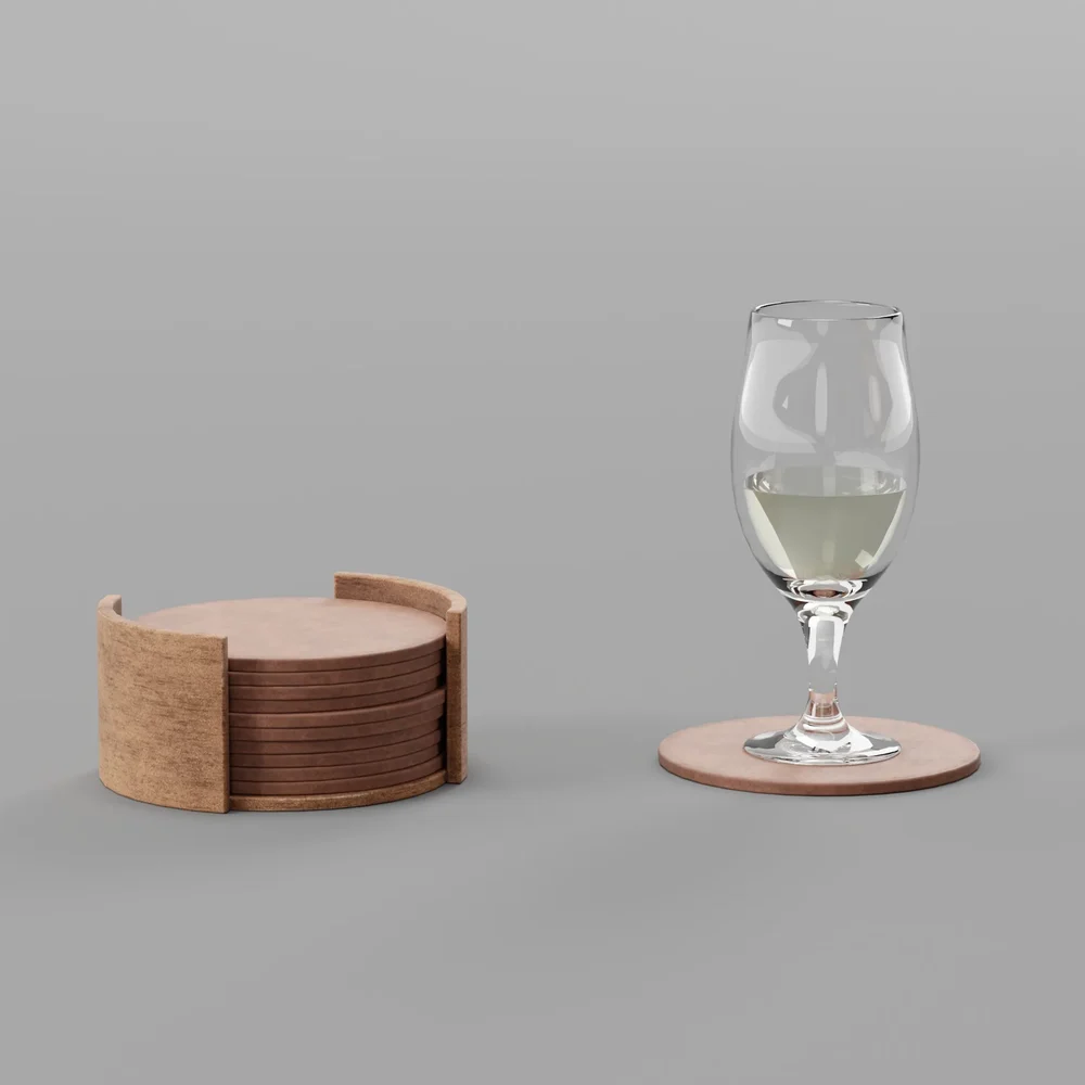 Wooden Coaster With Wine Cup