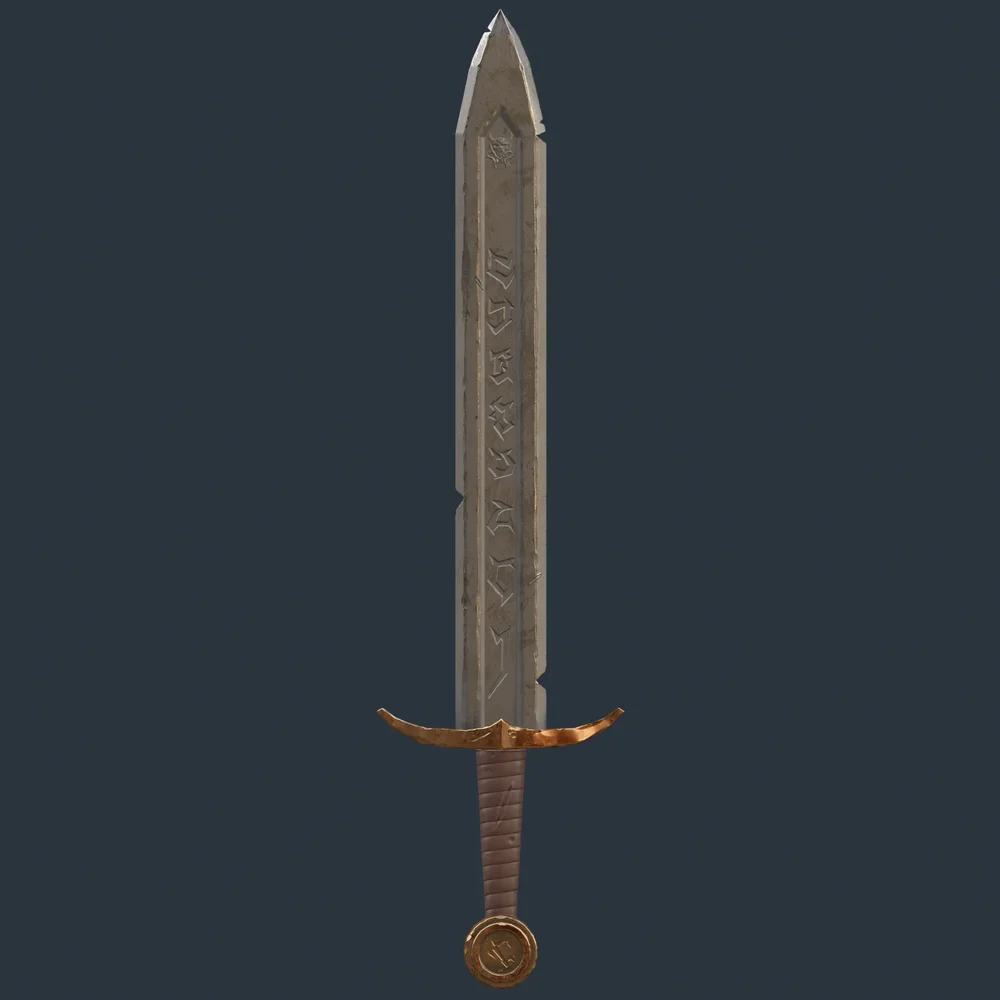 Engraved Medieval Sword Copper Handle Game Ready