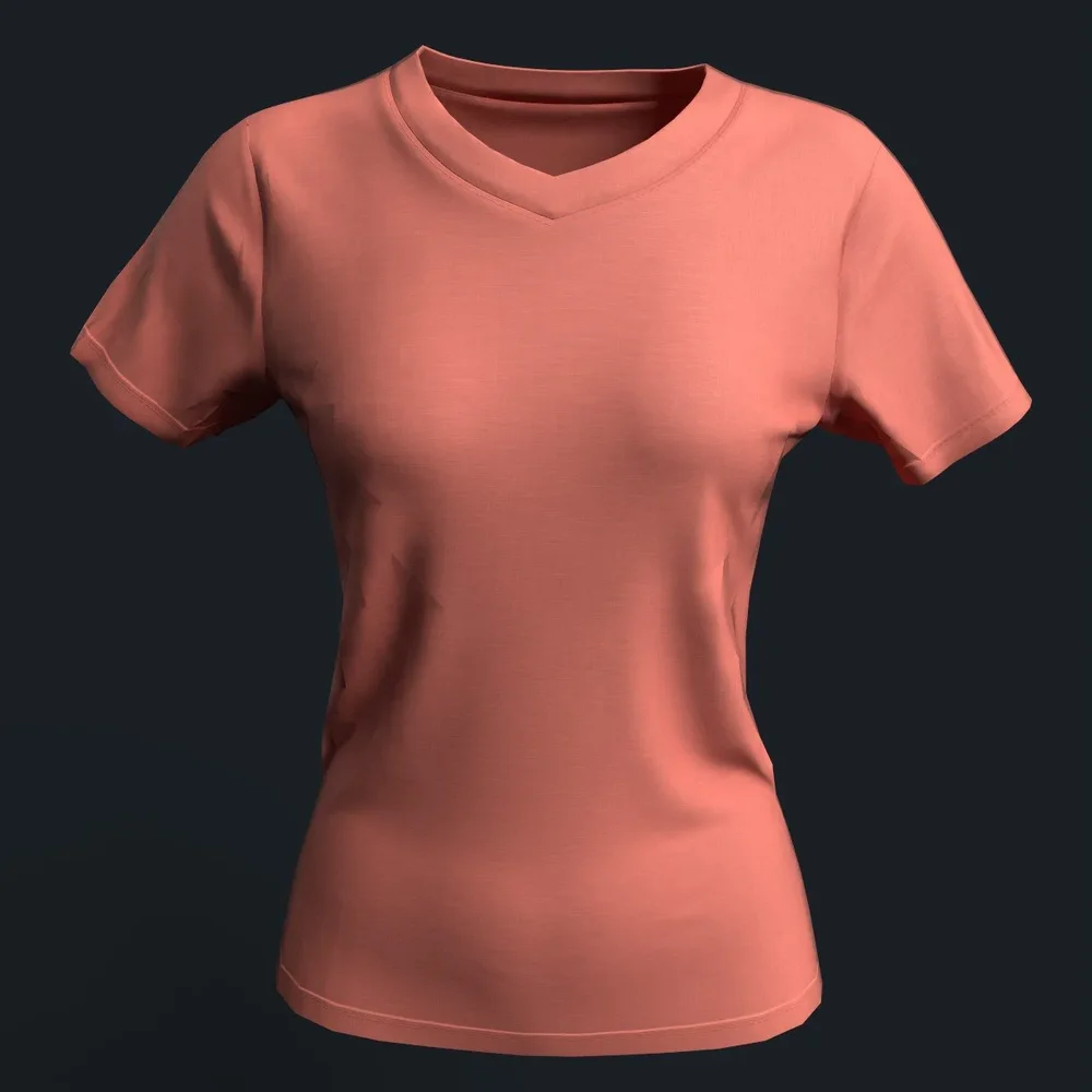 Salmon Pink Women's V-Neck Shirt