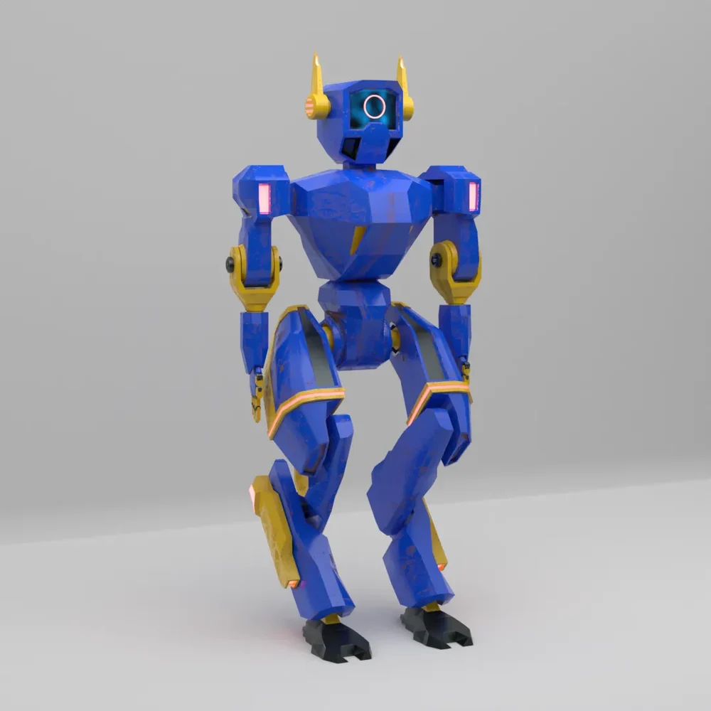 Humanoid Mech Robot Low Poly (Ik)