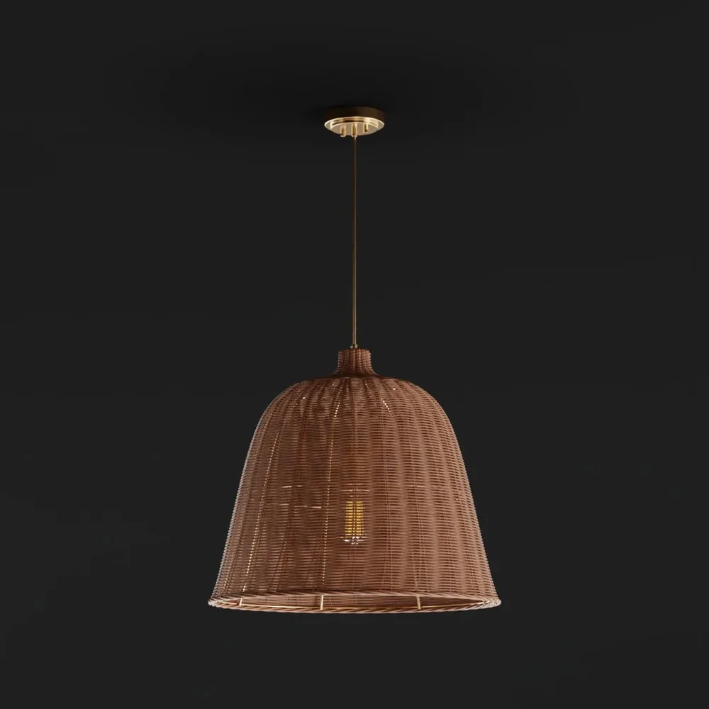 Woven Rattan Bell Pendant Light