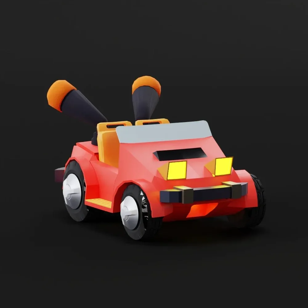 Stylized Cartoon Car Lowpoly