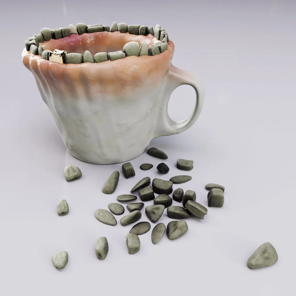 Cup Made From Bone With Gums And Rotten Teeth