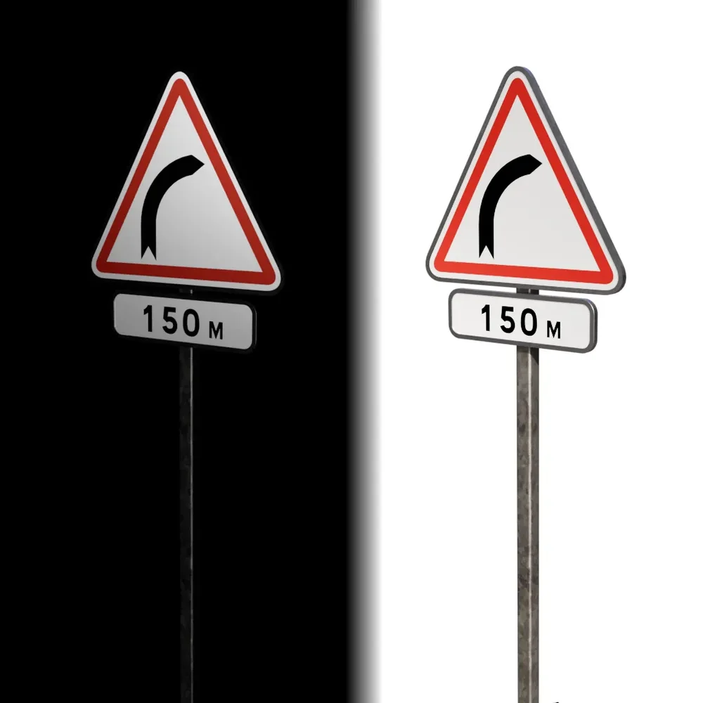Road Sign Turn French Std (A1)