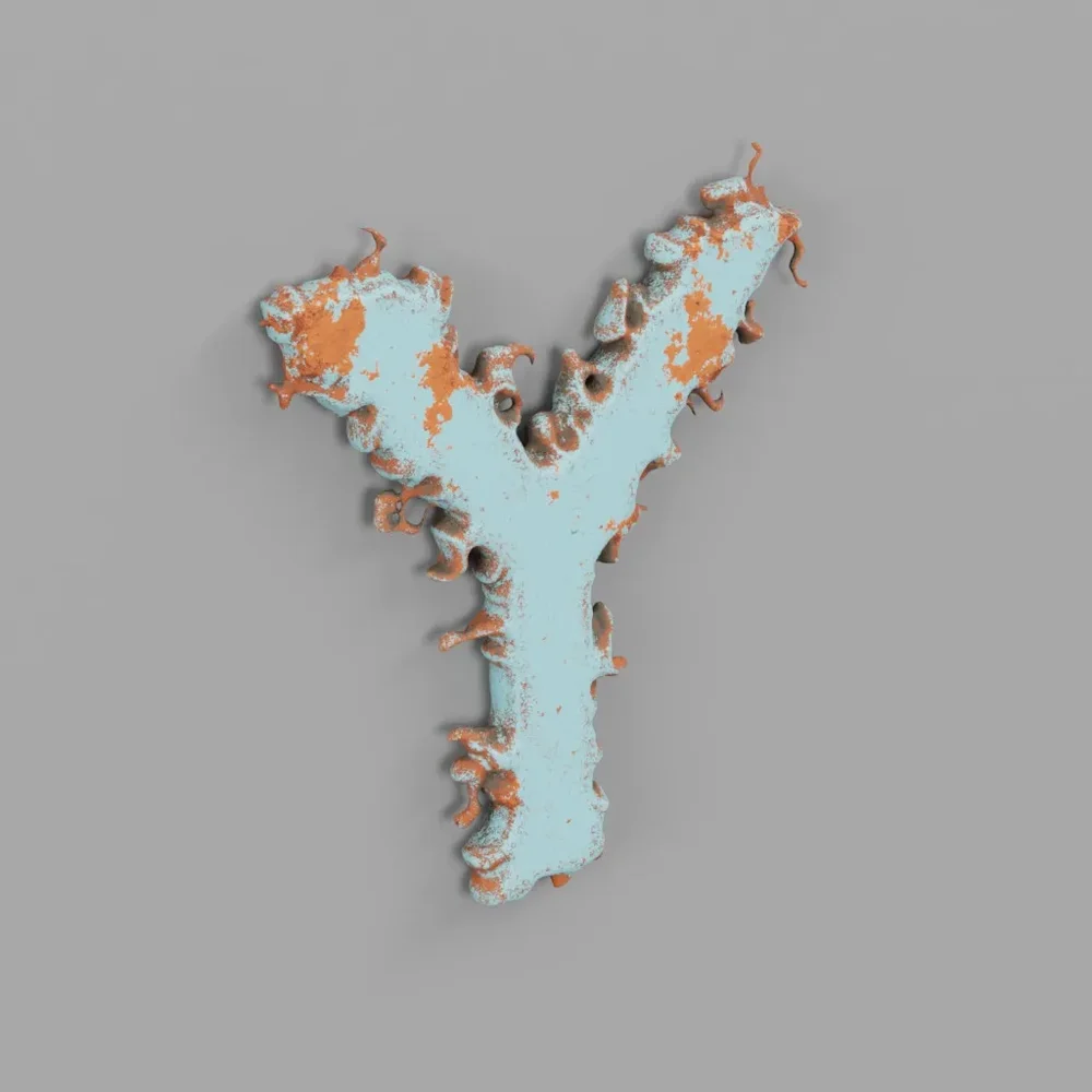 Rough Metal Letter Y