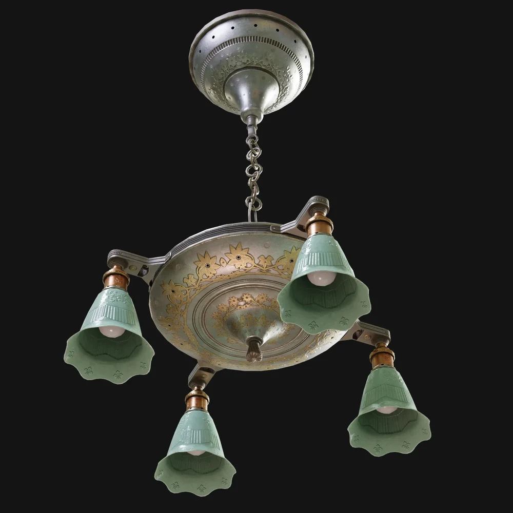 Simple Quad-Arm Pan Chandelier