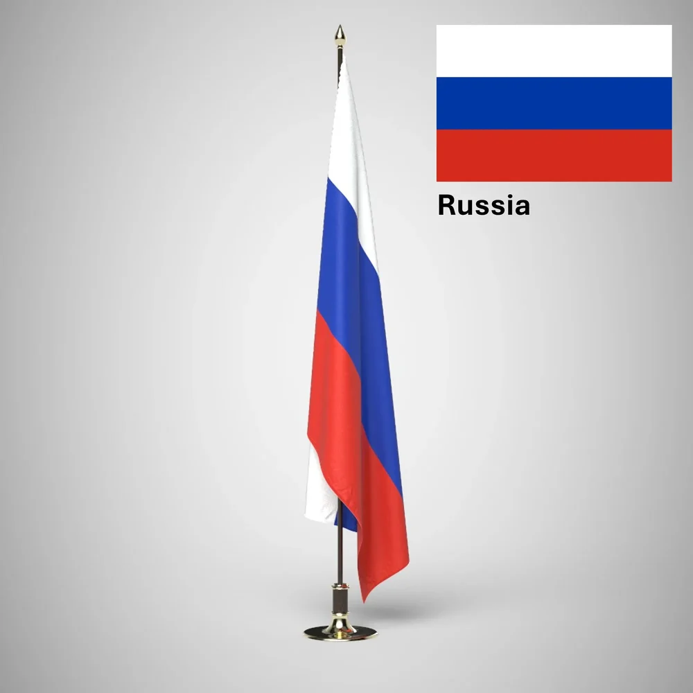 Russia Ceremonial Flag On Stand