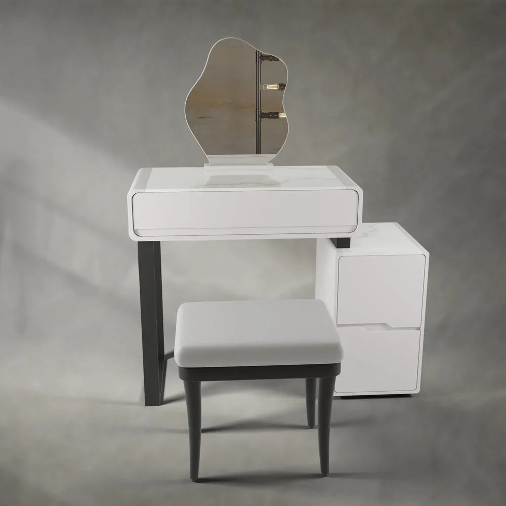 Vanity Desk With Storage Shelves