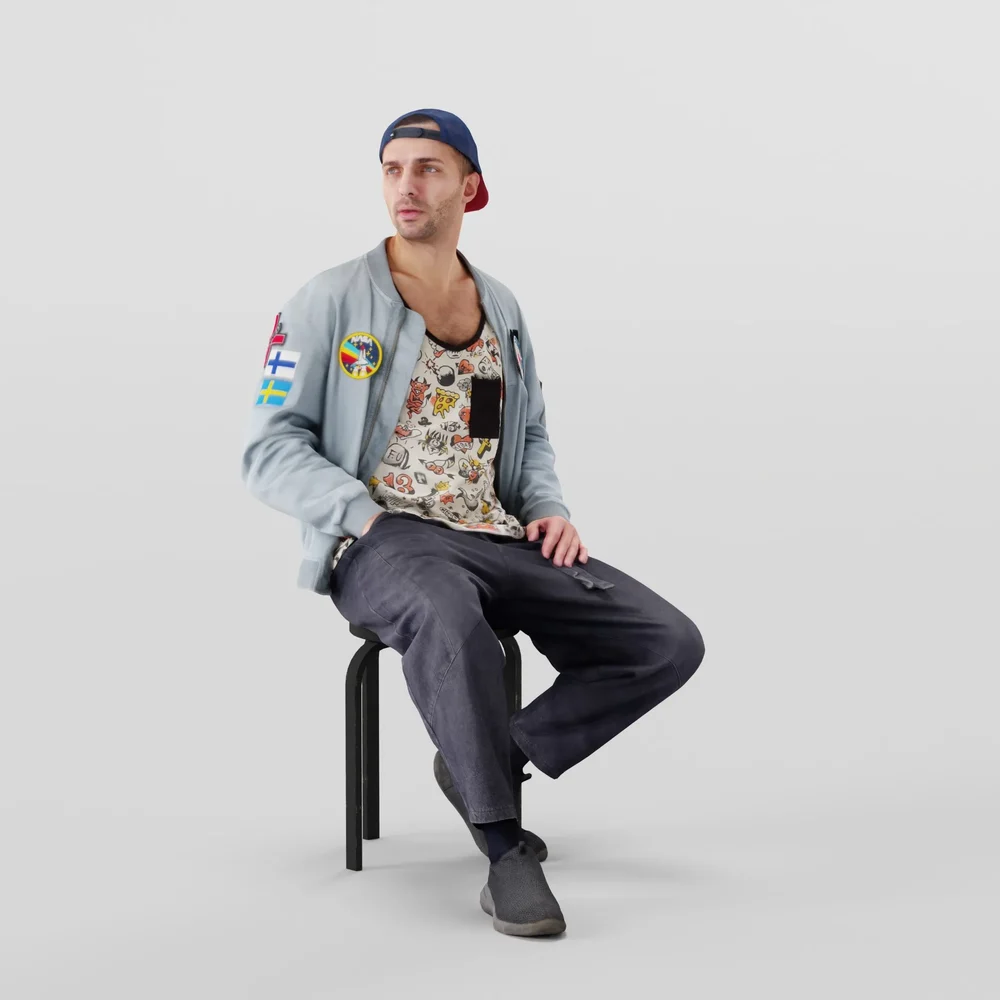 Chill Boy Sitting With Stylish Outfit