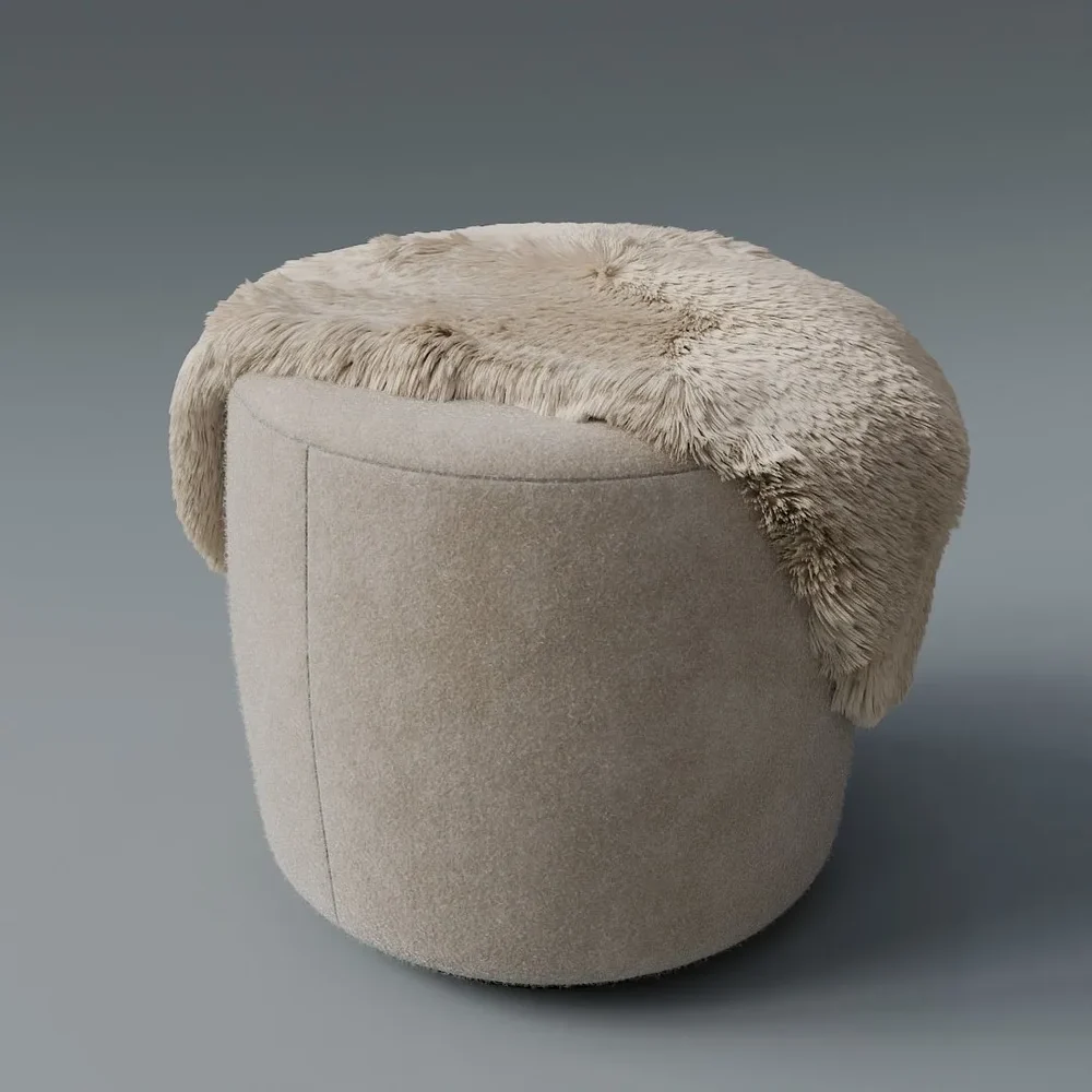 Pouf With A Fluffy Blanket