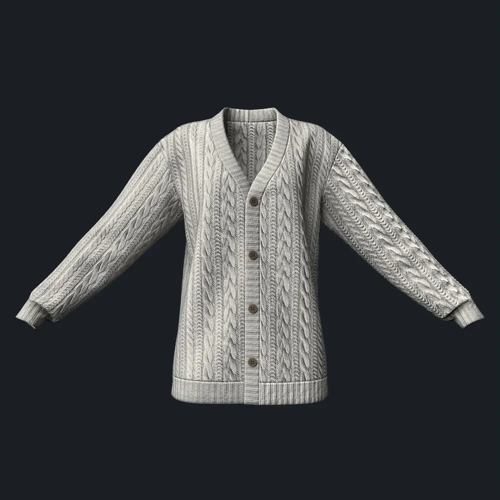 Loose-Fit Cable Knit Cardigan