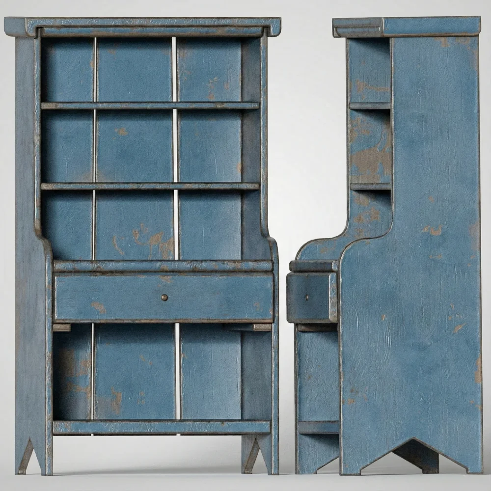 Antique Primitive Wooden Shelving Unit
