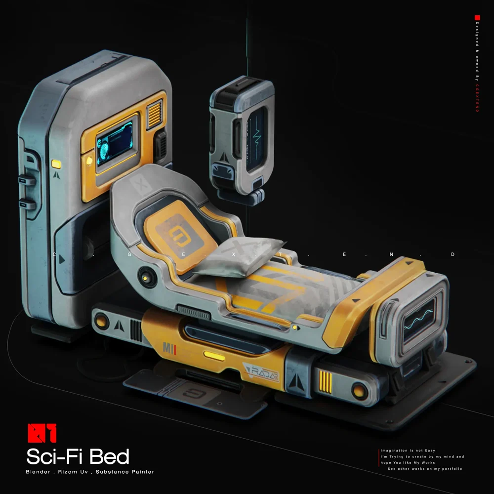 Sci-Fi Emergency Bed Hardsurface