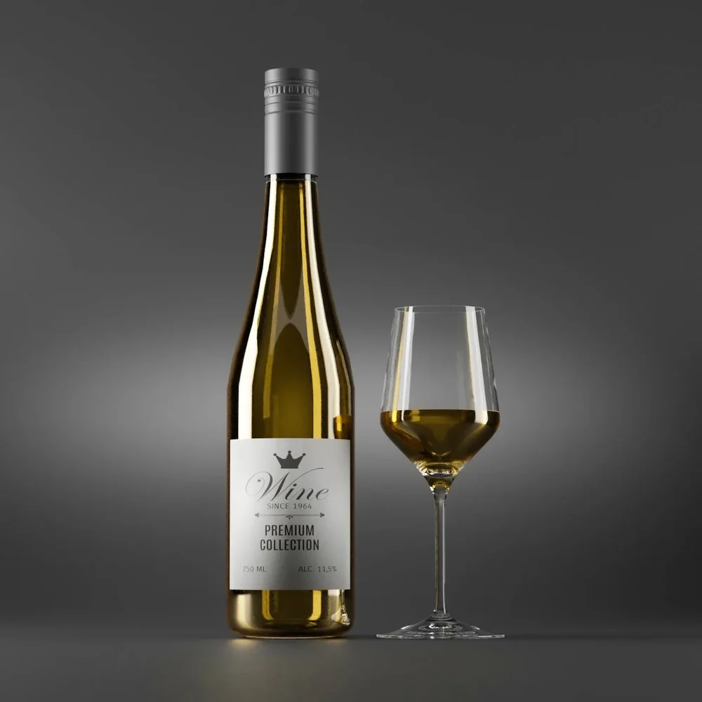 White Wine Bottle And Glass