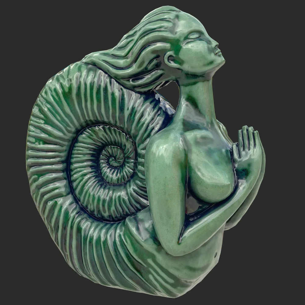Siren Porcelain Green Statue