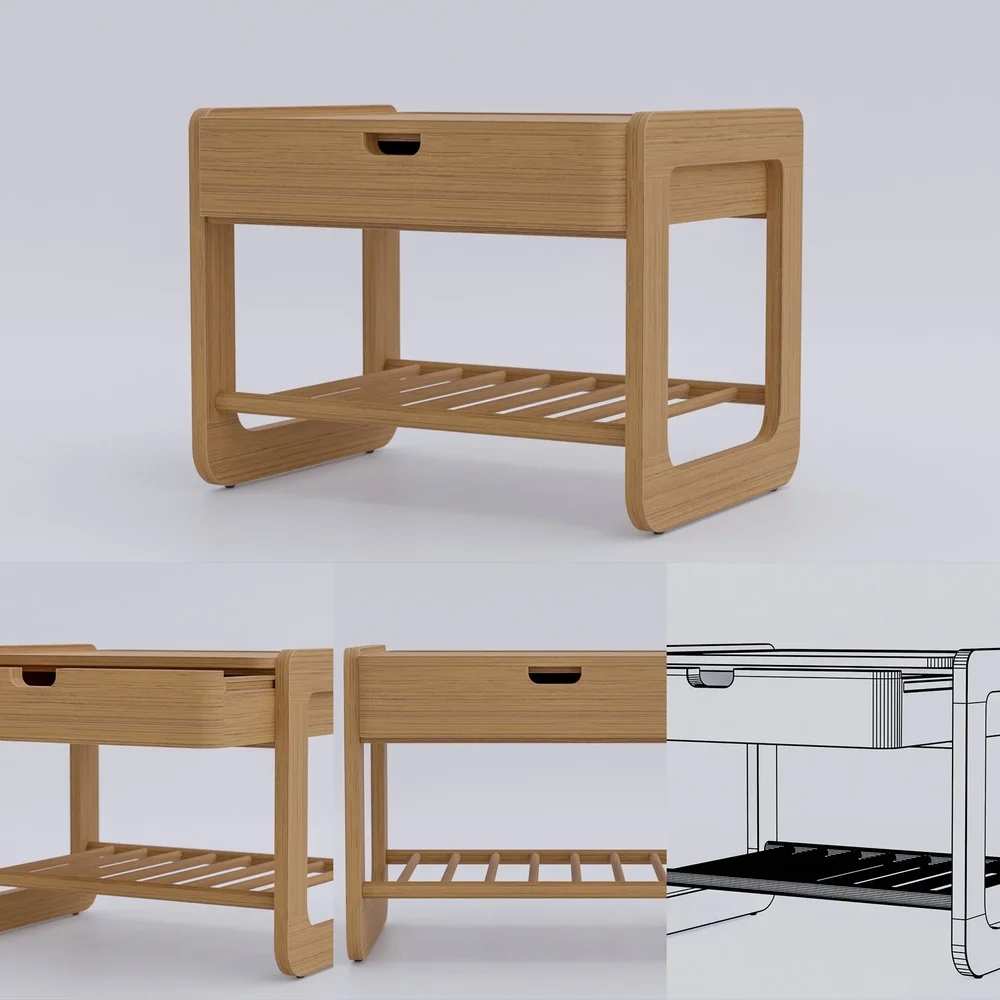 Oak Wood Nightstand Bedside Table