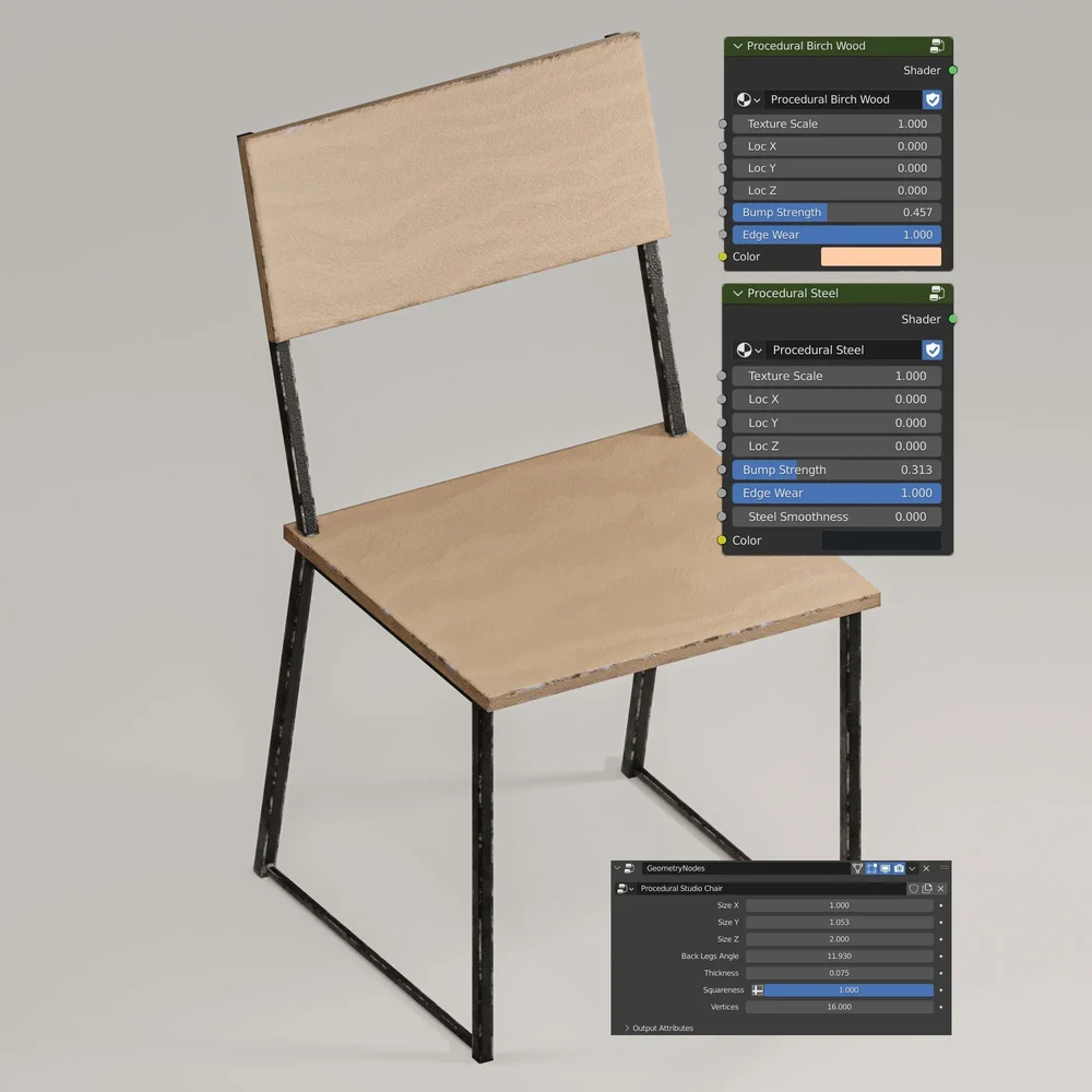 Procedural Chair (Geometry Nodes)