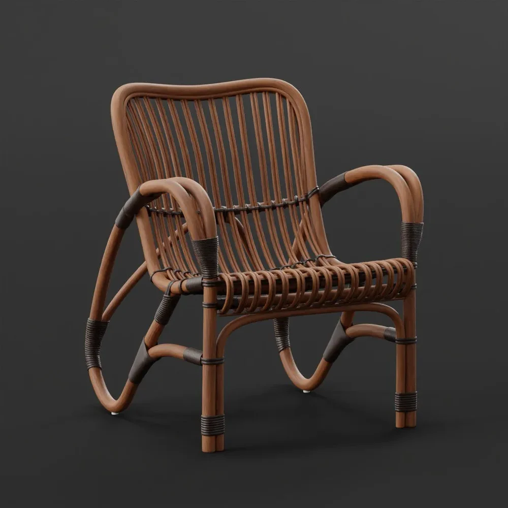 Wicker Chair Pbr Photorealistic
