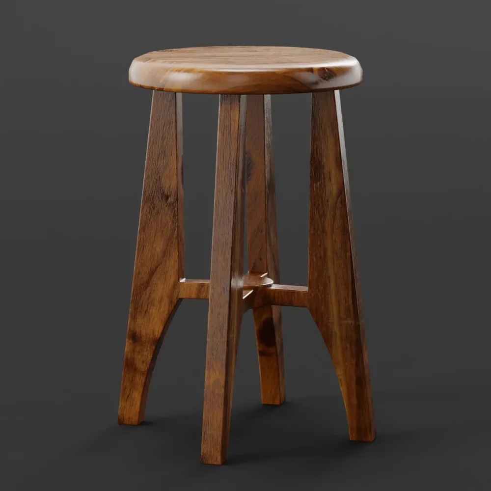 Realistic Wooden Bar Stool