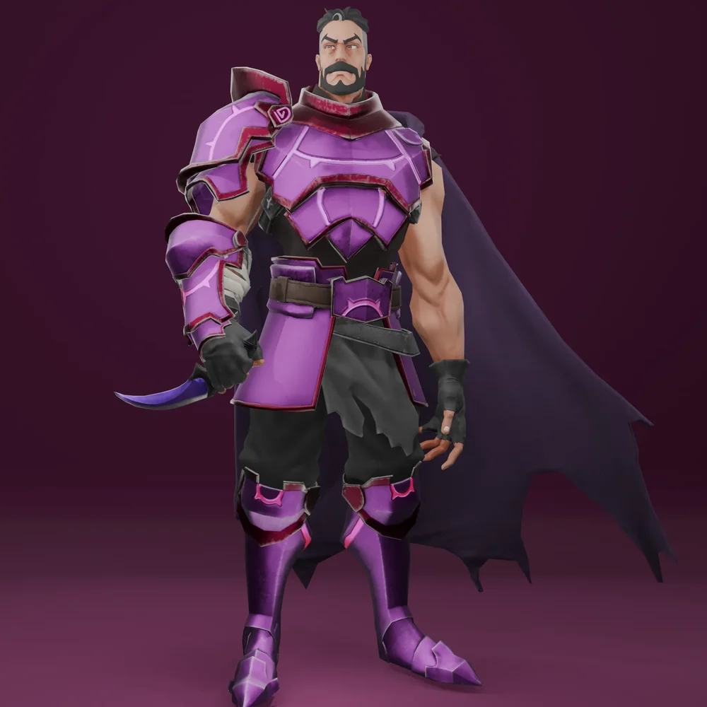 Warrior Stylized Purple - Rigged - Lowpoly