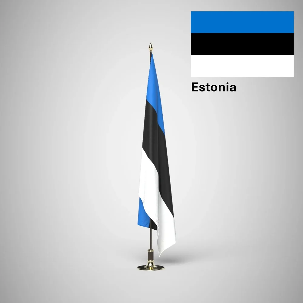 Estonia Ceremonial Flag On Stand