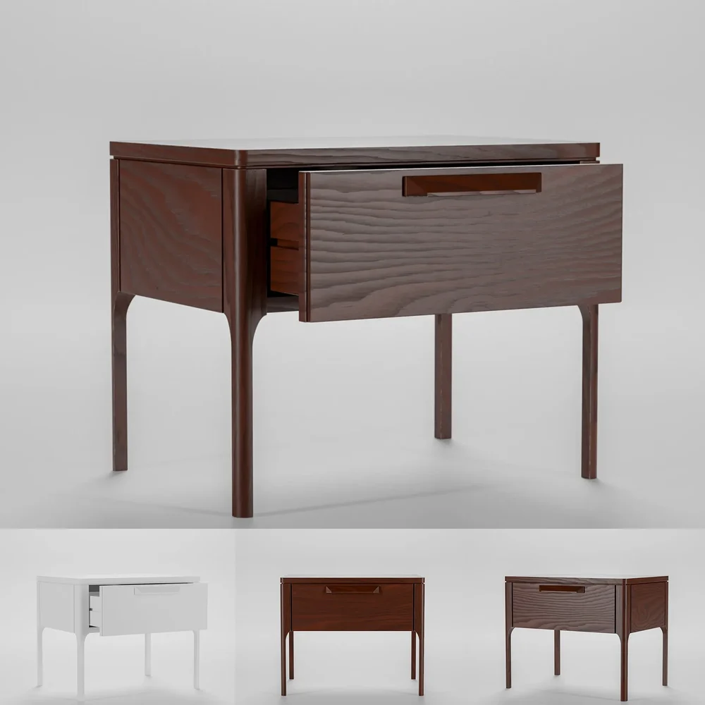 Dark Brown Wood Bedside Table