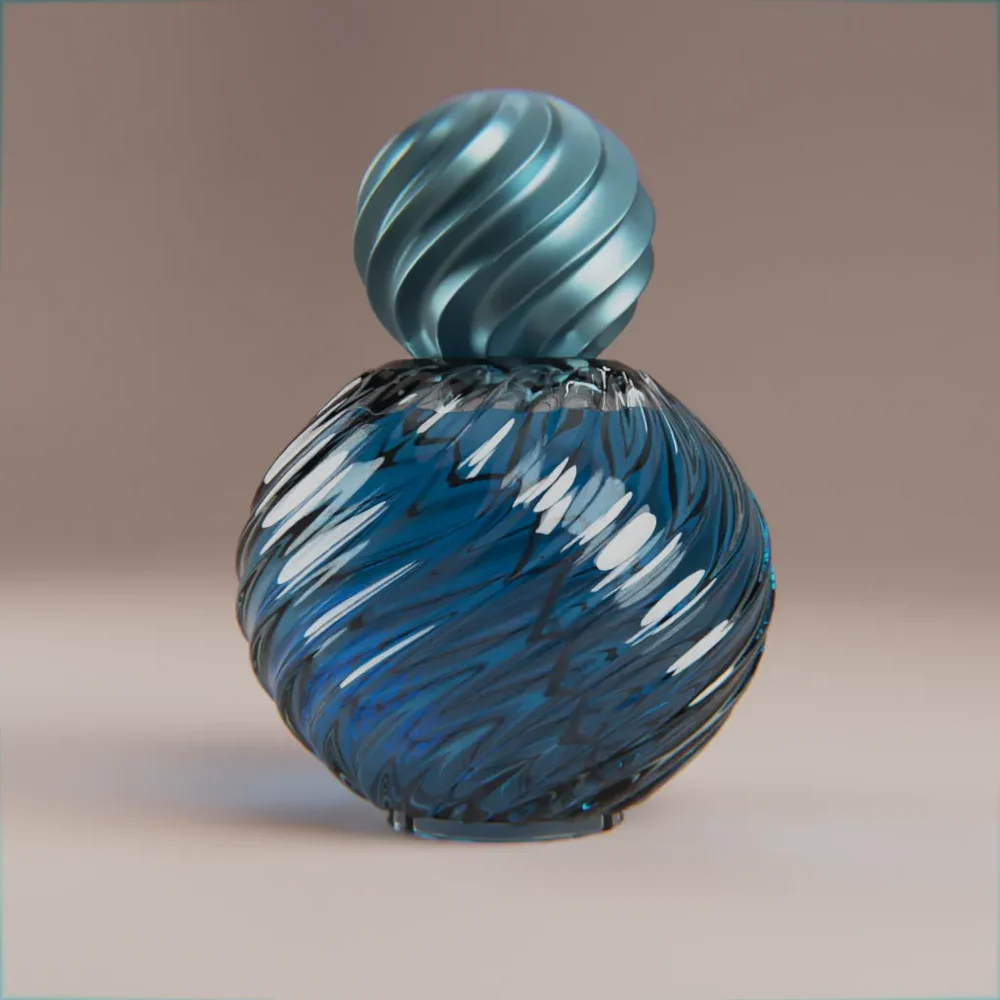 Spiral Blue Perfume Flask